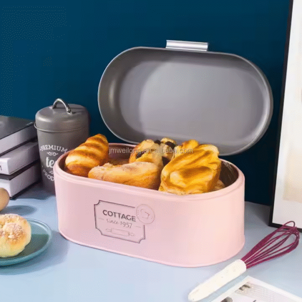 Large Retro Vintage Metal Bread Box for Kitchen Counter Food Storage - Image 2