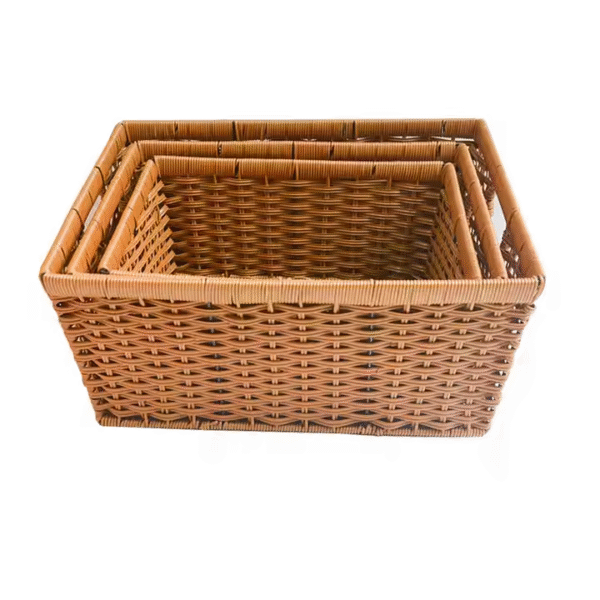 New Hot Sale Hand-woven Sundry Basket Rattan Plastic Washable Storage Basket - Image 3