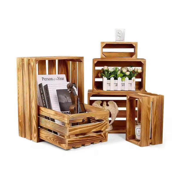 Decorative Wood Crates Box Nesting Crates Storage Container Farmhouse Decorative Wooden Storage Boxes Rustic Wooden Crates - Image 3