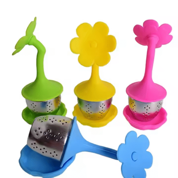 Creative Small Flower Shaped Silicone Tea with Tea Strainer and Stainless Steel Tea Filter - Image 5