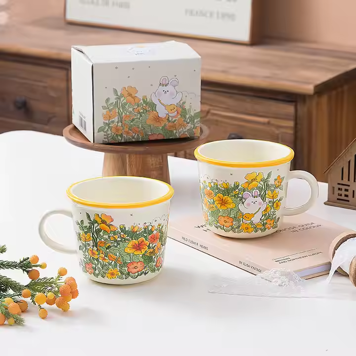 Modern 340ml Ceramic Coffee Tea Milk Cup Stylish Design for Hot Beverages