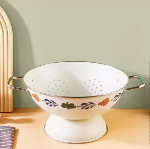 Multifunctional Enamel Metal Strainer