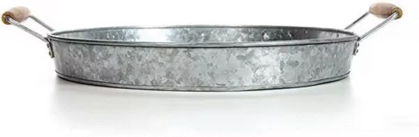 Galvanized Serving Tray with Wooden Handles - Image 3