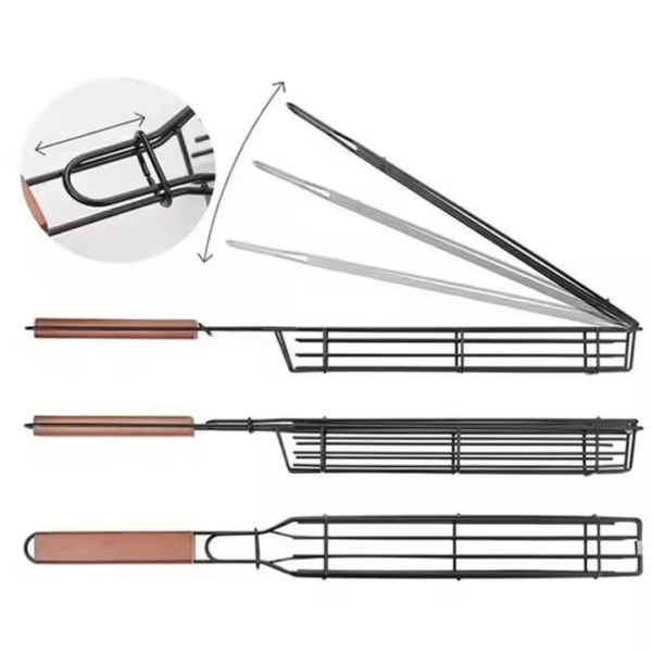 C341 Portable Bbq Grilling Basket Stainless Steel Nonstick Grill Basket Kitchen Accessories - Image 6