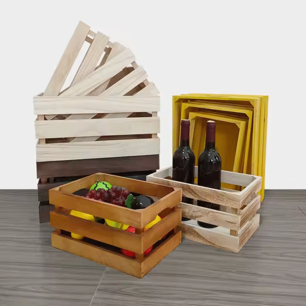Custom Rustic Set of 3 Wooden Beer Fruit Crates Vintage Wood Crates Box - Image 3