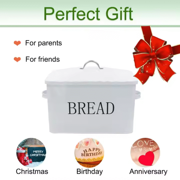 Bread Bin Organized Metal Storage Container Home Kitchen Space-Saving Countertop Bread Box - Image 3