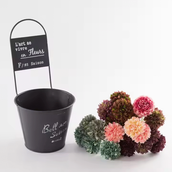 Flowerpot Rustic Hanging Pots, Tin Plant Holder Vintage Galvanized Vase Flower Retro Iron Bucket Vase for Flower Arrangement - Image 2
