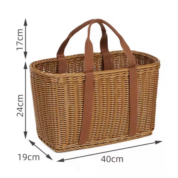 Handmade Storage Basket Portable Rattan Handheld Hand Basket - Image 5