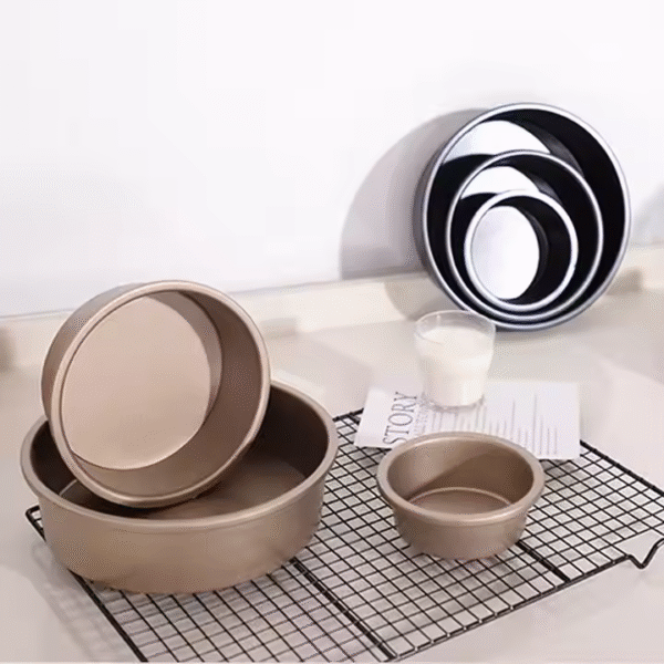 4/6/8 Inch Nonstick Round Carbon Steel Round Cake Mold Microwave Bread Baking Pans and Dishes with Removable Bottom - Image 3