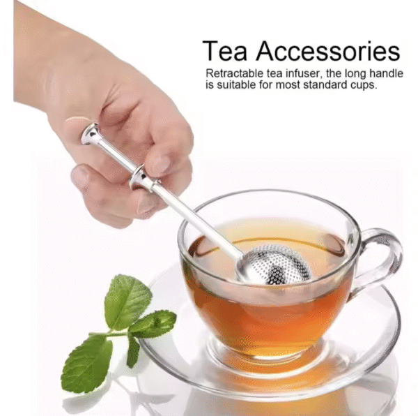 Stainless Steel Mesh Sink Foldable with Long Handle Tea Ball Loose Leaf Tea Strainer - Image 2