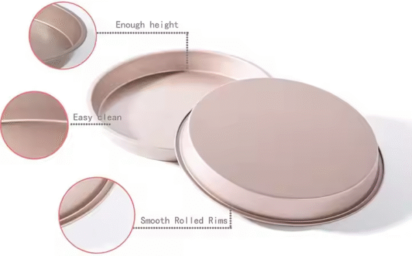 Food Grade Round Non-Stick Rose Gold Plated Pizza Pie Tray Carbon Steel Bread Pizza Pan for Baking - Image 2