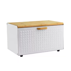 Stylish Metal Bread Box With Wood lid
