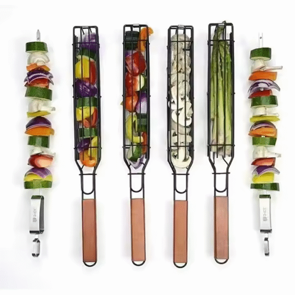 C341 Portable Bbq Grilling Basket Stainless Steel Nonstick Grill Basket Kitchen Accessories - Image 2