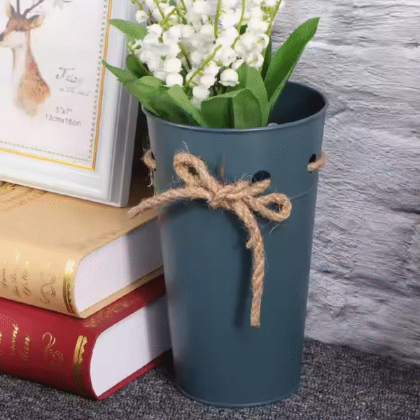 Galvanized Flower Pot Chic Bucket Garden Metal Planter Vase Arrangement Potted Plant Antique Flower Vessel - Image 2