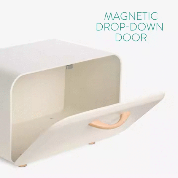 Metal Bread Box Storage Tin for Kitchen With Drop Down Door Bread Bin Set - Image 2