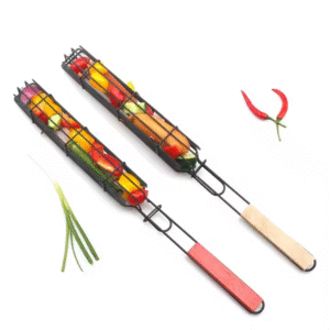 C341 Portable Bbq Grilling Basket Stainless Steel Nonstick Grill Basket Kitchen Accessories