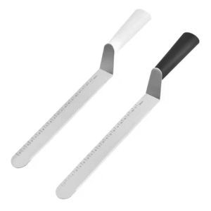 Stainless Steel Curved Cake Cream Spatula Palette Knife Scraper Plastic Handle with Measuring Scales
