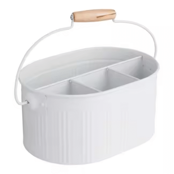 Utensil Holder Cooking with Handle & Divider Metal Utensil Pot for Fork Spoon Knife - Image 2