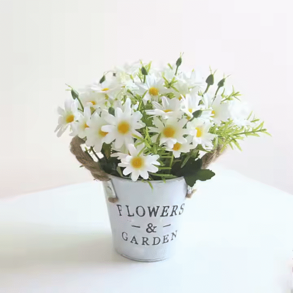 Wholesale Artificial Wedding Flowers Metal Potted Daisy Bonsai Artificial Flowers Wedding - Image 3