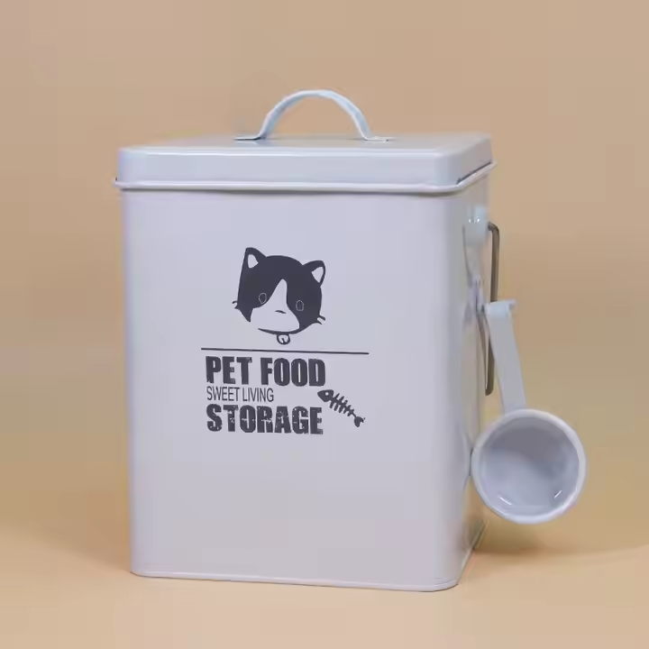 Metal Dog Food Storage Container Pet Food Canister with Food Scoop - Image 4