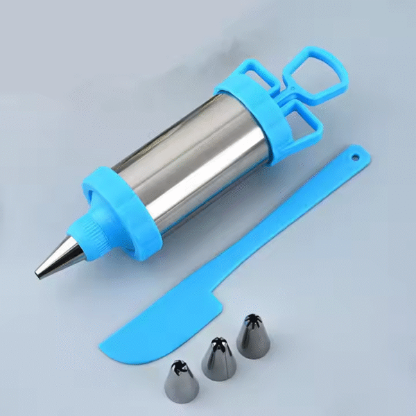 Stainless Steel Cake Press Gun Kit With 3 Icing Tips and a Spatula Pastry Gun - Image 4