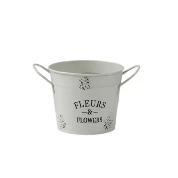 Creative Circular Flowerpot Double Ear Handle Iron Flower Pot Green Plant Balcony Decoration Storage Bucket