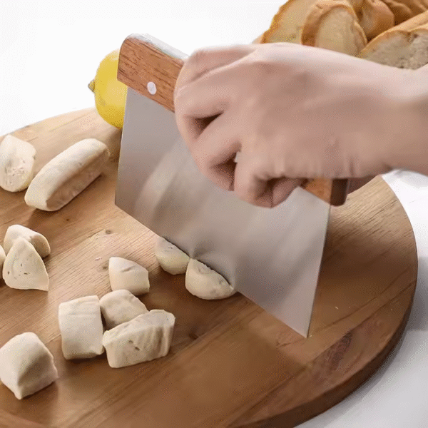 Hot Sale Multifunction Pastry Scraper Wood Handle Dough Cutter Stainless Steel Dough Scraper - Image 3