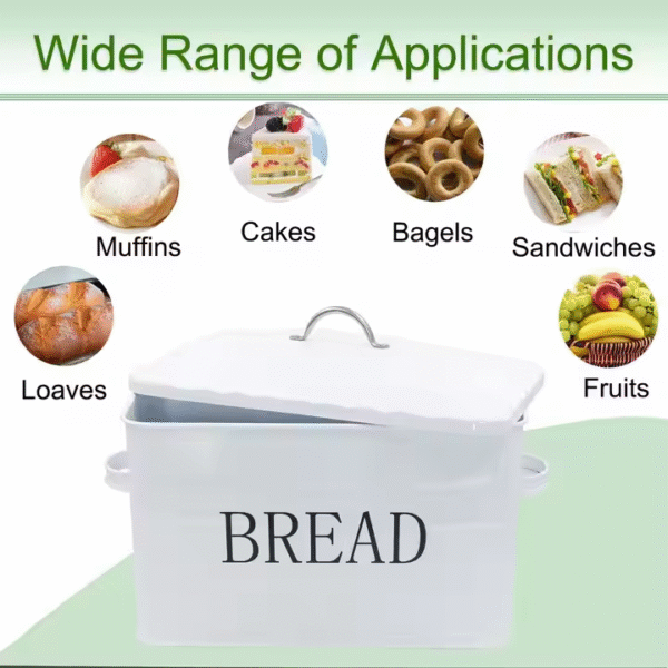 Bread Bin Organized Metal Storage Container Home Kitchen Space-Saving Countertop Bread Box - Image 4
