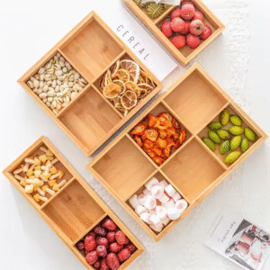 Wholesale Natural Wood Durable Odorless Dry Fruit Case Storage Wooden Box With Divider