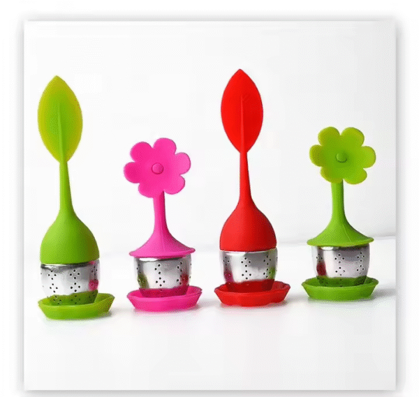 Creative Small Flower Shaped Silicone Tea with Tea Strainer and Stainless Steel Tea Filter - Image 6