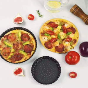 Pizza Crisper Pan Strap Handle Pizza Pan With Hole Carbon Steel Customizable Logo Pizza Pan for Home Kitchens