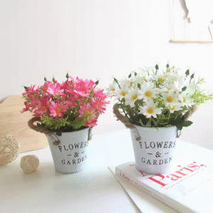 Wholesale Artificial Wedding Flowers Metal Potted Daisy Bonsai Artificial Flowers Wedding