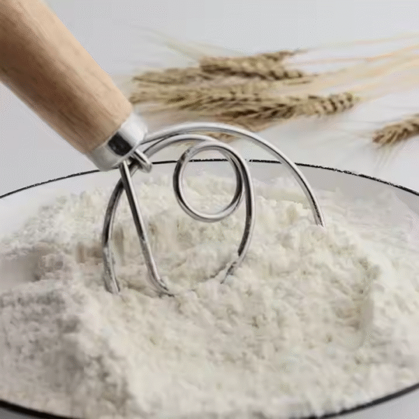 Stainless Steel Danish Whisk Wooden Bread Mixer Dough Hook Traditional Dutch Whisk for Dough Cooking Kitchen - Image 6