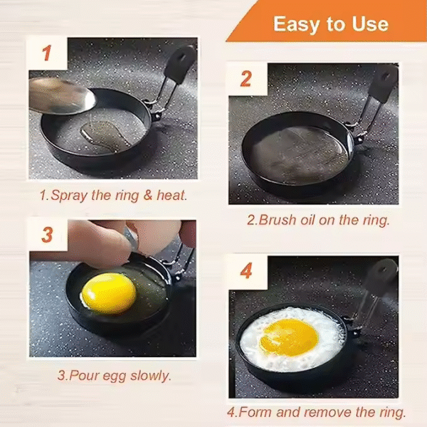Nonstick Egg Rings Round Crumpet Ring Mold Shaper for English Muffins Pancake Cooking Griddle Breakfast Sandwich Burger - Image 4