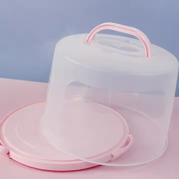 10inch Large Household Birthday Cheesecake Box Pink Reusable Plastic Portable Box - Image 3