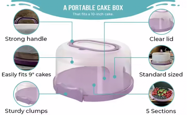 Portable 10 Inch Cake Carrier Holder with Handle round Container for Pies and Cakes Cake Tools - Image 2