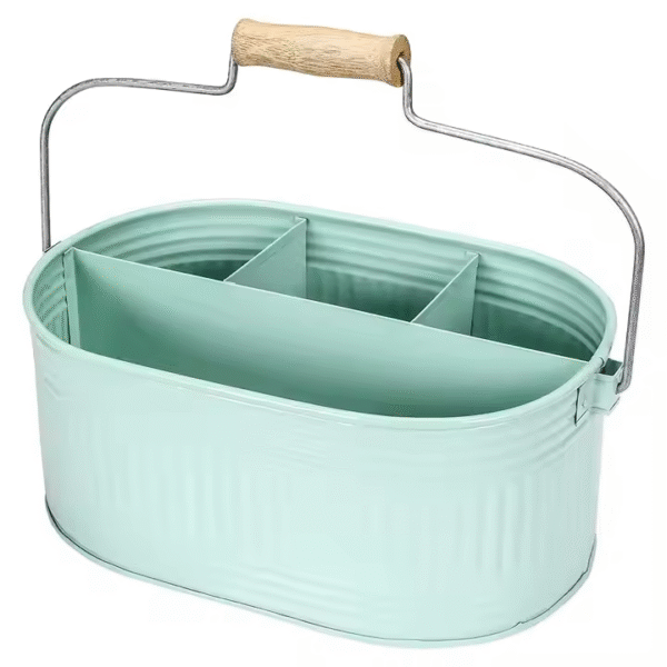 Utensil Holder Cooking with Handle & Divider Metal Utensil Pot for Fork Spoon Knife
