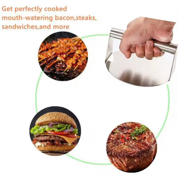 Kitchen BBQ Meat Flattener Tool Round Square Grill Press Stainless Steel Hamburger Press Patty Maker Smash Burger Press - Image 2
