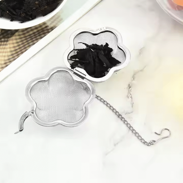 Flower Shaped Loose Leaf Tea Infuser Ball, Stainless Steel Flower Bloom Fine Mesh Hot Tea Infuser Tea Strainer Ball, 2-Inch - Image 3