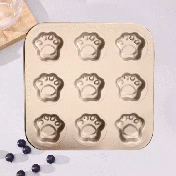 9 Cavities Non Stick Cat Claw Shape Madeleine Cake Baking Pan Bakery Cake Mold Gold Carbon Steel Baking Tray - Image 2