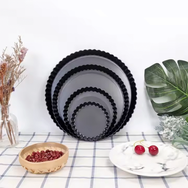 Quiche Pan Flower Shape Pie Flat Bread Cake Pans 4 Pack Round With 5 9 Inch and Non Stick Base Tart Pan Removable Bottom - Image 5