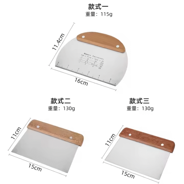 Hot Sale Multifunction Pastry Scraper Wood Handle Dough Cutter Stainless Steel Dough Scraper - Image 4