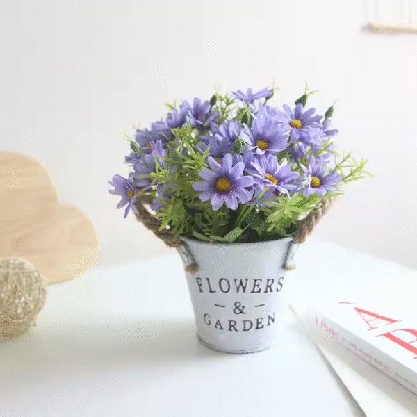 Wholesale Artificial Wedding Flowers Metal Potted Daisy Bonsai Artificial Flowers Wedding - Image 5
