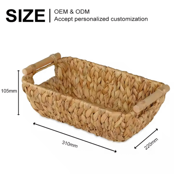 Woven Baskets Water Hyacinth Wicker Baskets Hand-Woven Large Storage Baskets - Image 2