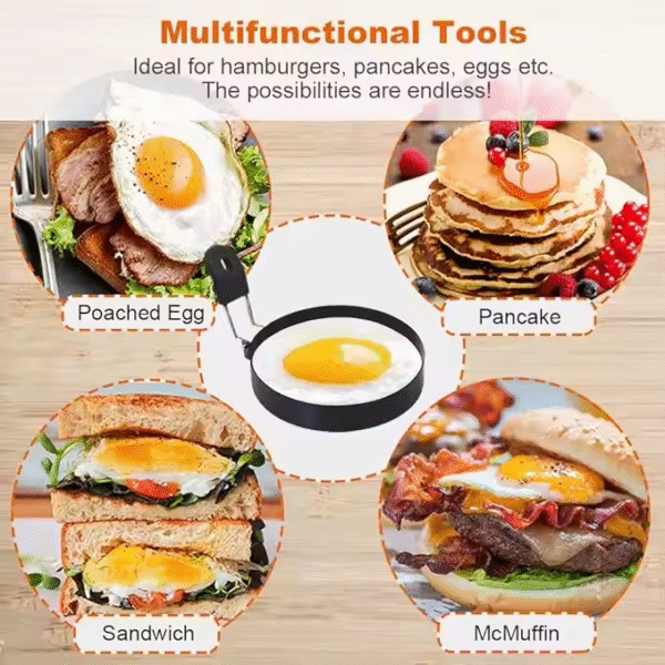 Nonstick Egg Rings Round Crumpet Ring Mold Shaper for English Muffins Pancake Cooking Griddle Breakfast Sandwich Burger - Image 5