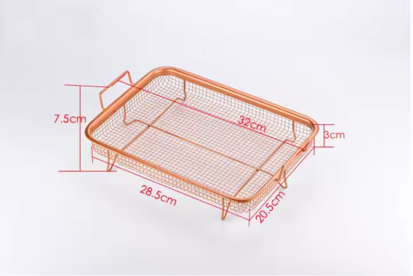 Non-stick French Fries Fryer Copper Crispy Tray Rectangle Durable Mesh Basket With Reinforced Ceramic Coating Tray - Image 4