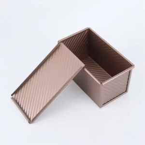 Wholesale Stainless Steel Rectangular Gold Toast Mold Box Lid 450g Bread Baking Cake Mold Non-Stick Alluminumed Steel Loaf Pan