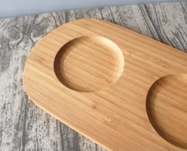 Wholesale 3 Holes Paddle Shot Bamboo Wine Glass Holder Beer Cup Serving Tray With Handle - Image 3
