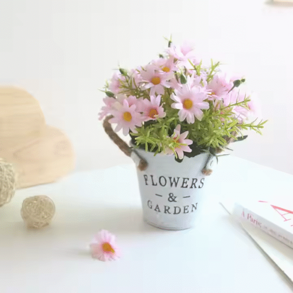 Wholesale Artificial Wedding Flowers Metal Potted Daisy Bonsai Artificial Flowers Wedding - Image 4