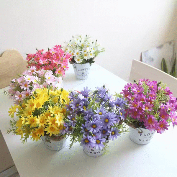 Wholesale Artificial Wedding Flowers Metal Potted Daisy Bonsai Artificial Flowers Wedding - Image 2